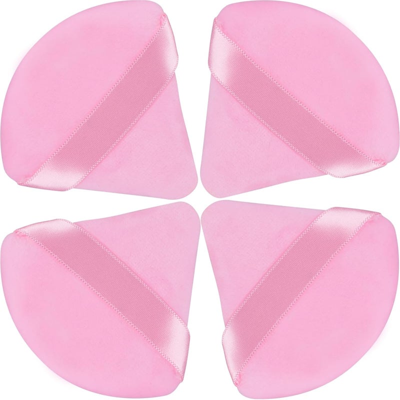 JOLY Triangle Powder Puff Face Makeup Sponge Beauty Blender Stocking Stuffers Puffs for Women apply Loose Powder and Foundation (4Pcs Pink) - Image 1